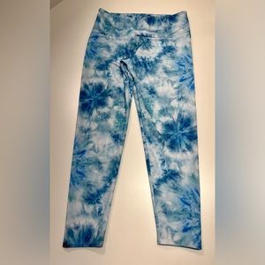 Onzie Yoga High Rise Blue Ice Dye Leggings Size Large New With Tags